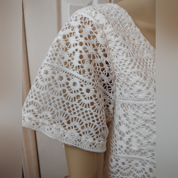 Ultra Teeze white lace double layer shirt sleeve Woman's plus size 1x blouse top - Picture 5 of 5